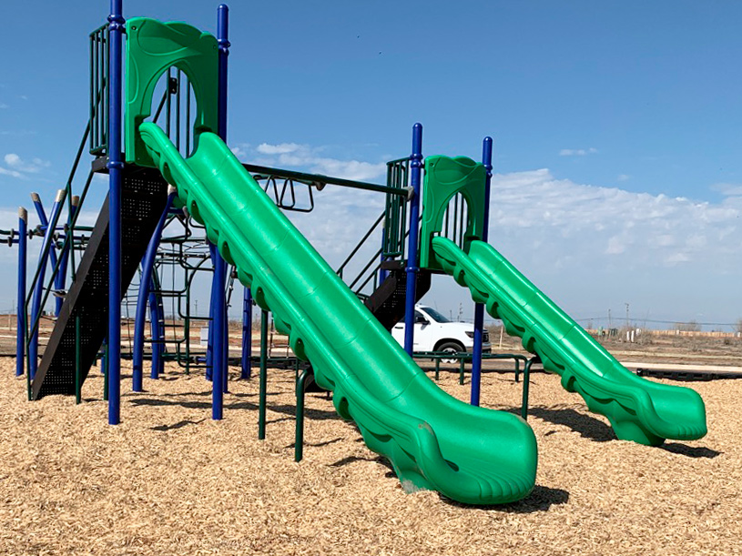 Green Playground Slide Equipment