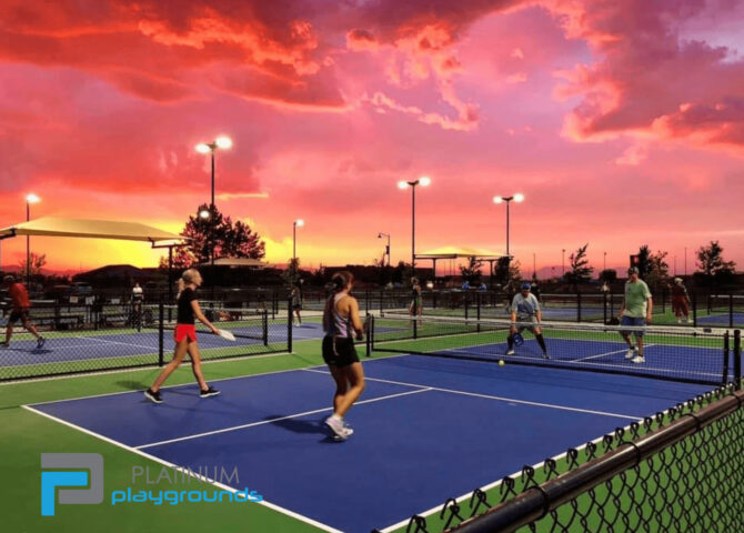 Pickleball Team Play at dusk